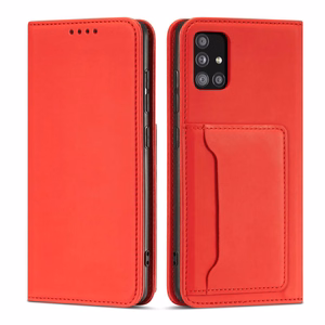 Magneettikorttikotelo Kotelo Samsung Galaxy A13 5G pussi lompakko kortinhaltija Punainen