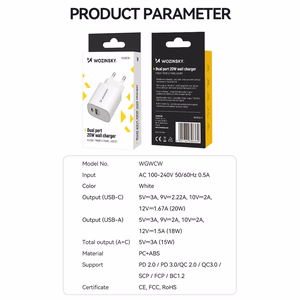 Charger Wozinsky (WGWCW) (1xUSB-C;1xUSB 3A 20W) white