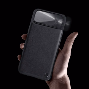 Nillkin CamShield Nahka S Kotelo iPhone 14 Plus kotelo kameran suojuksella musta