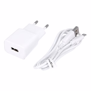 Maxlife MXTC-01 laturi 1x USB 2.1A valkoinen + microUSB-kaapeli