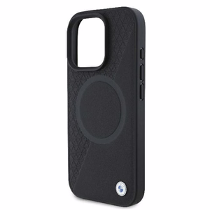 BMW Signature nahkainen puolikuviollinen ja Circle MagSafe Suojakuori iPhone 16 Pro:lle - musta