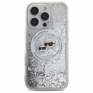 Karl Lagerfeld Suojakuori iPhone 16 Pro Max 6.9 KLHMP16XLGKCSGH Läpinäkyvä Kova Liquid Glitter Karl ja Choupette Head MagSafe