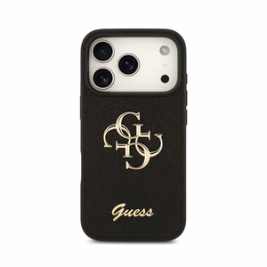 Case Guess PU Fixed Glitter 4G Metal Logo Apple iPhone 18 Pro Max black