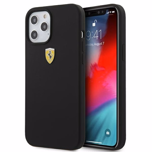 Ferrari FESSIHCP12LBK iPhone 12 Pro Max 6.7" musta/musta kovakotelo On Track Silikoni