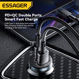 Autolaturi Essager Rui Mini musta 30W (1xPD / 1xQC3.0)