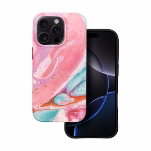Suojakuori iPhone 16 PRO:lle Forcell F-Protect Mirage MagSafe-yhteensopiva Military Drop-Test vaaleanpunainen marmori