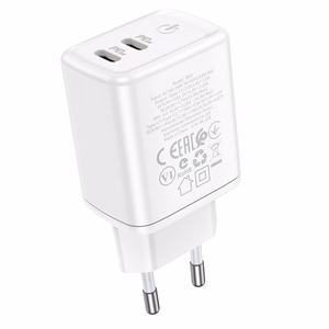 Borofone Wall charger BN9 Reacher - 2xType C - QC 3.0 PD 35W white
