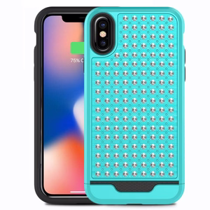 Zizo Star Diamond Hybrid suojakuori laitteelle iPhone X, sinivihreä ja musta