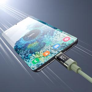 Choetech XCC-1068 PD 60 W USB-C - USB-C kaapeli näytöllä 1,2 m - vihreä