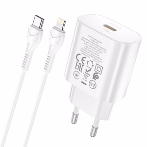 Charger Hoco N22 25W USB-C + USB-C to Lightning cable 1.0m white