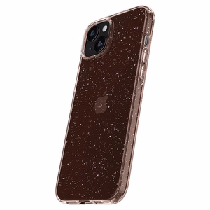 Spigen Liquid Crystal Glitter iPhone 15 Plus Suojakuori - Vaaleanpunainen/Kirkas