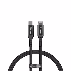 Crong Armor Link MFi USB-C–Lightning -kaapeli, 1.5 m, 3 A, musta