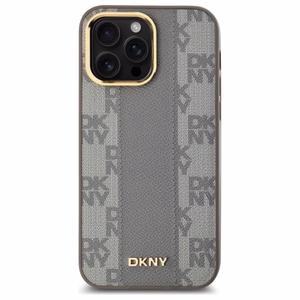 DKNY Nahkainen Checkered Mono Pattern MagSafe iPhone 14 Pro Max:lle Suojakuori - Beige