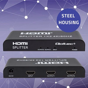 Qoltec 51797 Aktiivinen HDMI-Jakolaite 2x HDMI 4K 6Gb/s 60Hz