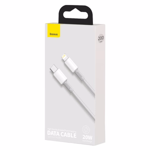 USB-C - Lightning Baseus High Density Braided kaapeli, 20W, PD, 2m (valkoinen)