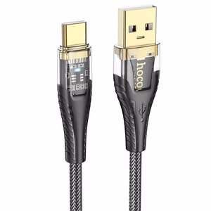 Hoco USB-A - USB-C -kaapeli 2,4A 1,2 m U121 - musta/läpinäkyvä