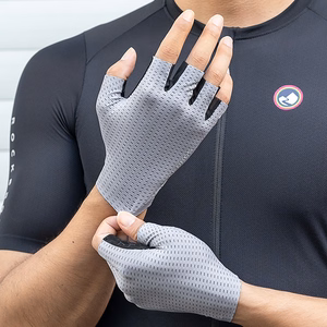 Rockbros Breathable Short Finger Cycling Gloves, Size: XXL - Gray