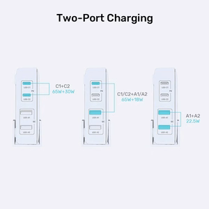 Unitek GaN Laturi 100W 2x USB-C 2x USB-A Valkoinen