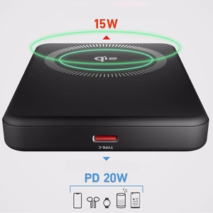 SBS Mag Power Qi2 5000 mAh Powerbank yhteensopiva MagSafen kanssa - musta