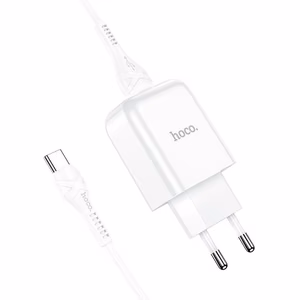 Puhelinlaturi Hoco USB A 2A 10W + kaapeli USB A - USB C N2 valkoinen