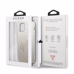 Guess GUHCP12SPCUGLSGO iPhone 12 mini 5.4" kultainen/kultainen kovakotelo Glitter Gradientti Script