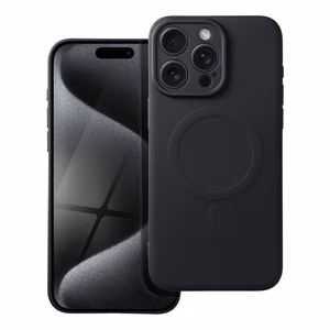 Silikoninen Mag Cover iPhone 15 PRO MAX:lle yhteensopiva MagSafen kanssa musta