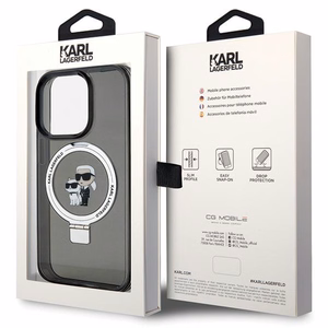 Karl Lagerfeld KLHMP15XHMRSKCK iPhone 15 Pro Max 6.7 musta/musta kovakuori Ring Stand Karl&Choupette MagSafe
