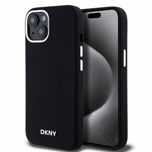 DKNY iPhone 15 / 14 / 13 6.1" Musta Suojakuori Liquid Silicone Metal Logo MagSafe