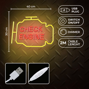 Neon PLEXI LED CHECK ENGINE yellow red NNE21 Neolia