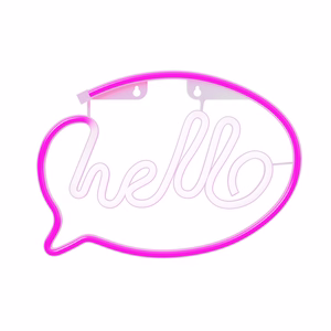 Neon LED valo HELLO vaaleanpunainen valkoinen Paristo + USB FLNE15 Forever Light
