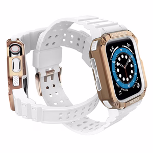 Protect Strap Band for Apple Watch 38/40/41mm Armored Case Strap - Valkoinen, ruusukultainen