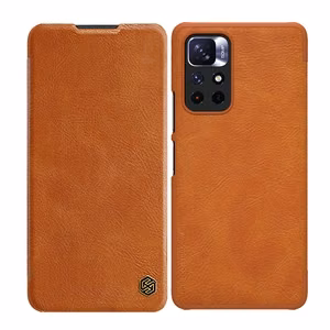 Nillkin Qin Asia Asia Xiaomi Redmi Note 11T 5G / Note 11S 5G / Note 11 5G (Kiina) / Poco M4 Pro 5G Camera Cover Holster Cover Flip Case Brown