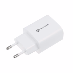 Puhelimen laturi Forcell F-Energy USB C + USB A QC4.0 PD 3A 30W TFK-TC-30WPD valkoinen