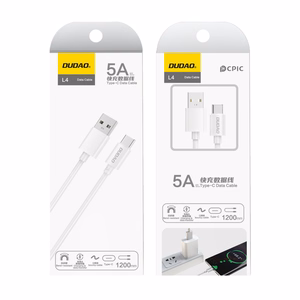 Dudao USB Type C 2.1A 1m valkoinen kaapeli (L4T 1m white)