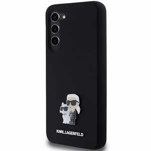 Karl Lagerfeld Silikoninen Karl&Choupette Metal Pin Suojakuori Samsung Galaxy S23+:lle - musta