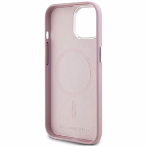 Karl Lagerfeld FW Metal Plate MagSafe Suojakuori iPhone 15:lle - vaaleanpunainen