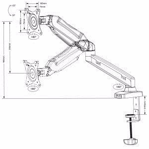 Maclean MC-860 näytönkiinnike / jalusta 68,6 cm (27") musta pöytä
