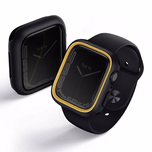 Uniq Moduo kotelo Apple Watch 4/5/6/7/8/9/SE/SE2 44/45mm - musta ja sinappi
