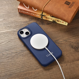 iCarer CE Premium Nahka Folio Case iPhone 14 Plus Magneettinen Flip Nahka Folio Case MagSafe Blue (WMI14220715-BU)