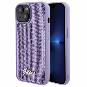 Guess Sequin Script Metal Suojakuori iPhone 15:lle - violetti