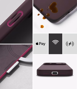 Ringke MagSafe -silikonisuojakuori laitteelle iPhone 18 Pro – tummankirsikanpunainen