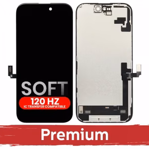LCD-näyttö iPhone 16:lle, musta (SOFT OLED / Stable 120Hz / Premium) *itsediagnosoitava*