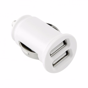 TOTI kaksois-USB autolaturi micro USB -kaapelilla 1 m 2.1 A, valkoinen