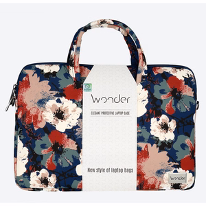 Wonder Briefcase Laptop 15-16 inches blue and camellias