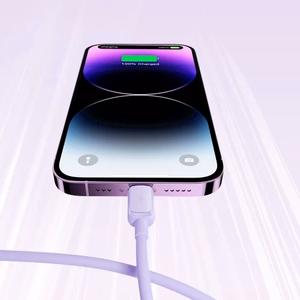 Joyroom Multi-Color Series A14 Lightning / USB-A 2.4A kaapeli 1.2m - violetti