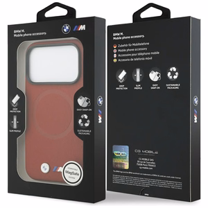 BMW Suojakuori iPhone 17 Pro:lle MagSafe-yhteensopiva BMHMP17L25PFWSMR (PU FW Metal Logo) punainen