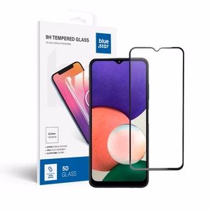 Tempered glass to Samsung Galaxy A22 5G (full glue / case friendly) Blue Star 5D black