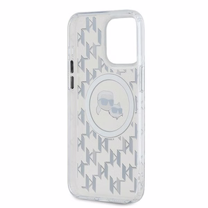 Karl Lagerfeld IML Monogram Karl & Choupette Head MagSafe Suojakuori iPhone 15 Pro:lle - Läpinäkyvä