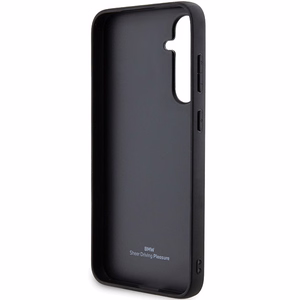 BMW Leather Hot Stamp Suojakuori Samsung Galaxy S23 FE:lle - musta/musta