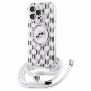 Karl Lagerfeld IML Crossbody Monogram Karl & Choupette Head MagSafe Suojakuori iPhone 16 Pro Max:lle - läpinäkyvä